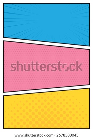 Colorful American comic frame background (vertical)