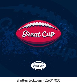 Colorful american football ball logo label icon. Vector sport logo design illustration on thematic football background