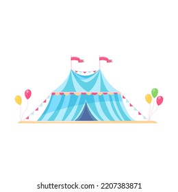 Colorful amusement park flat element. Cartoon carnival, circus and funfair carousels isolated on white background vector illustration
