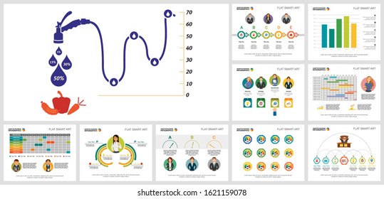 Colorful analysis and agriculture concept infographics set can be used for workflow layout, reports, presentation slide and includes bar, line, radial bar charts, percentage, process, schedule