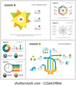 Colorful analysis and ecology concept infographic charts set. Business design elements for presentation slide templates. For corporate report, advertising, leaflet layout and poster design.