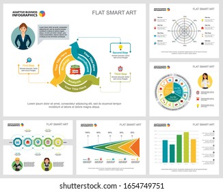 Colorful analysis or statistics concept infographic charts set. Business design elements for presentation slide templates. For corporate report, advertising, leaflet layout and poster design.