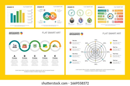 Colorful analytics or consulting concept infographic charts set. Business design elements for presentation slide templates. Can be used for financial report, workflow layout and brochure design.