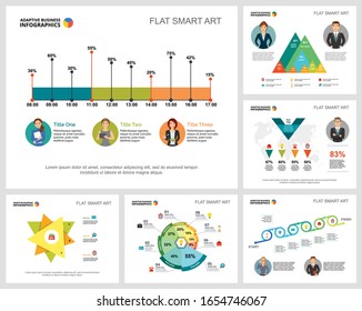 Colorful analytics or logistics concept infographic charts set. Business design elements for presentation slide templates. For corporate report, advertising, leaflet layout and poster design.