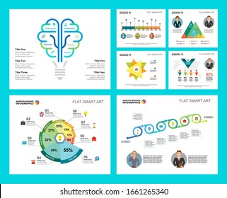 Coloridos gráficos de análisis o logística de concepto infográfico conjunto. Elementos de diseño empresarial para plantillas de diapositivas de presentación. Para informes corporativos, publicidad, diseño de volantes y diseño de afiches.
