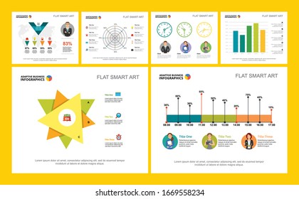 Colorful analytics or planning concept infographic charts set. Business design elements for presentation slide templates. For corporate report, advertising, leaflet layout and poster design.