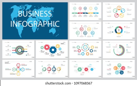 Colorful analytics or training concept infographic charts set