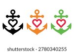 Colorful anchor with heart vector illustration