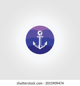 Colorful Anchor Ship Logo Icon Vintage Vector Illustration Design