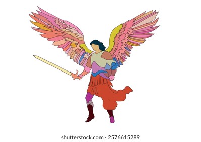 colorful angel art drawing fangs fantastic fear fiction fictional vector illustration