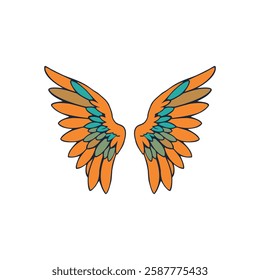 Colorful angel wings illustration for fantasy, tattoo, and spiritual design