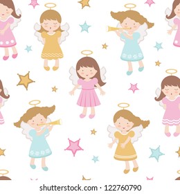 A colorful angels seamless pattern