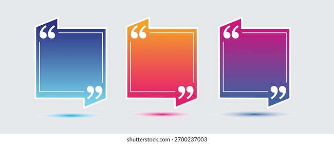 Colorful Angled Quote Text Box Banner Testimonial Speech Bubble Vector Set
