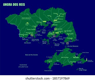 Farbige Angra dos Reis Island Map, Brasilien