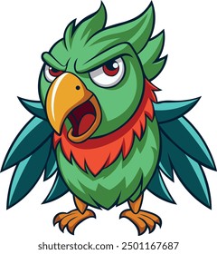 Colorful Angry parrot cartoon illustration