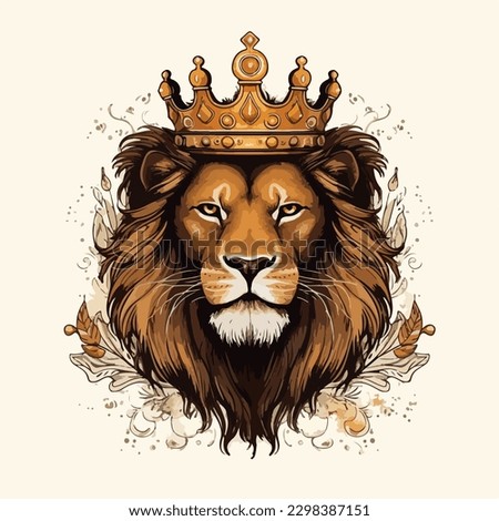 Colorful angry tiger king wearing crown for t-shirt design wallpaper and tattoo concept vector illustration