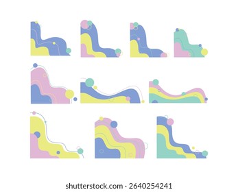 Colorful angular wave pattern with line and circle ornaments