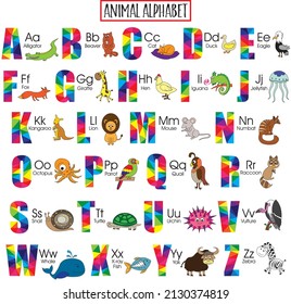 Colorful Animal Alphabet Kids Learning Stock Vector (Royalty Free ...