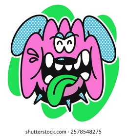 Colorful animal cartoon character vector, Dog funny pop art illustration. Animal mascot design, Graffiti and street style . Digital art vector illustration for everything. Smile animal hand-drawn