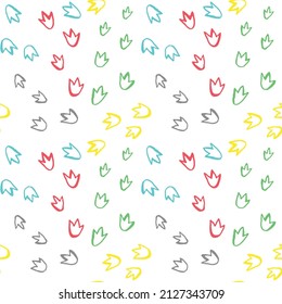 Colorful animal Dinosaur footprint seamless pattern background for textile fabric print