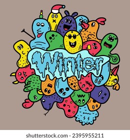 colorful animal doodle abstract cartoon illustration
