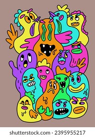 colorful animal doodle abstract cartoon illustration
