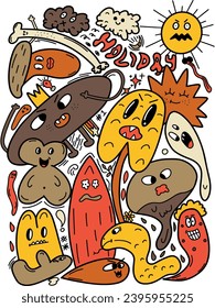 colorful animal doodle abstract cartoon illustration