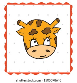 Colorful animal giraffe.Cute hand drawn doodles.Good for posters, stickers, cards, alphabet and nursery decor.Scandinavian kids illustration