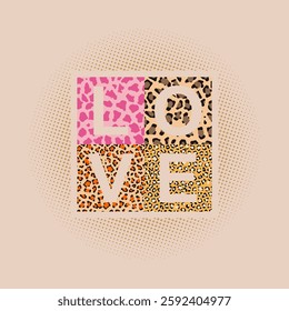 Colorful Animal print love word vector