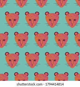 Colorful animal repeat pattern print on blue