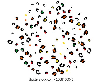 Colorful animal spots. Animal abstract print pattern. Vector illustration for celebration, party, holiday, invitation and Your project. Chaotic Decor. Modern Creative Style.