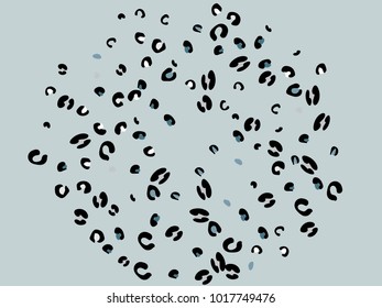 Colorful animal spots. Animal abstract print pattern. Gentle Grey background. Vector illustration for celebration, party, holiday, invitation and Your project. Chaotic Decor. Modern Creative Style.