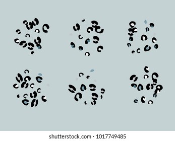 Colorful animal spots. Animal abstract print pattern. Gentle Grey background. Vector illustration for celebration, party, holiday, invitation and Your project. Chaotic Decor. Modern Creative Style.