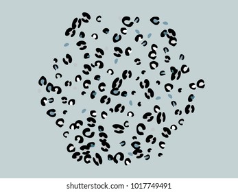 Colorful animal spots. Animal abstract print pattern. Gentle Grey background. Vector illustration for celebration, party, holiday, invitation and Your project. Chaotic Decor. Modern Creative Style.