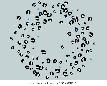 Colorful animal spots. Animal abstract print pattern. Gentle Grey background. Vector illustration for celebration, party, holiday, invitation and Your project. Chaotic Decor. Modern Creative Style.