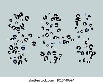 Colorful animal spots. Animal abstract print pattern. Gentle Grey background. Vector illustration for celebration, party, holiday, invitation and Your project. Chaotic Decor. Modern Creative Style.