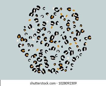 Colorful animal spots. Animal abstract print pattern. Gentle Grey background. Vector illustration for celebration, party, holiday, invitation and Your project. Chaotic Decor. Modern Creative Style.