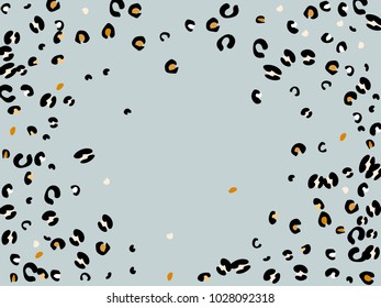 Colorful animal spots. Animal abstract print pattern. Gentle Grey background. Vector illustration for celebration, party, holiday, invitation and Your project. Chaotic Decor. Modern Creative Style.