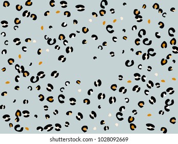 Colorful animal spots. Animal abstract print pattern. Gentle Grey background. Vector illustration for celebration, party, holiday, invitation and Your project. Chaotic Decor. Modern Creative Style.
