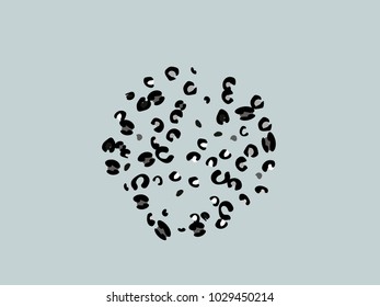 Colorful animal spots. Animal abstract print pattern. Gentle Grey background. Vector illustration for celebration, party, holiday, invitation and Your project. Chaotic Decor. Modern Creative Style.