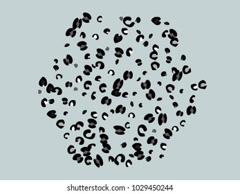 Colorful animal spots. Animal abstract print pattern. Gentle Grey background. Vector illustration for celebration, party, holiday, invitation and Your project. Chaotic Decor. Modern Creative Style.