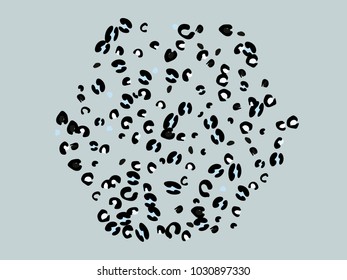 Colorful animal spots. Animal abstract print pattern. Gentle Grey background. Vector illustration for celebration, party, holiday, invitation and Your project. Chaotic Decor. Modern Creative Style.