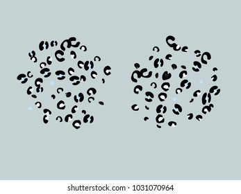 Colorful animal spots. Animal abstract print pattern. Gentle Grey background. Vector illustration for celebration, party, holiday, invitation and Your project. Chaotic Decor. Modern Creative Style.