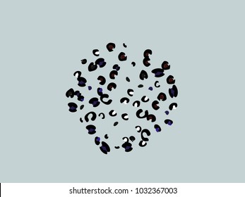 Colorful animal spots. Animal abstract print pattern. Gentle Grey background. Vector illustration for celebration, party, holiday, invitation and Your project. Chaotic Decor. Modern Creative Style.