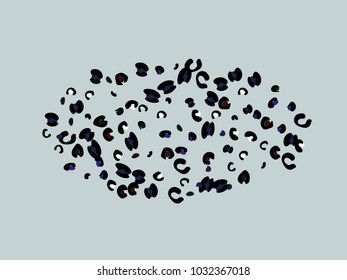 Colorful animal spots. Animal abstract print pattern. Gentle Grey background. Vector illustration for celebration, party, holiday, invitation and Your project. Chaotic Decor. Modern Creative Style.