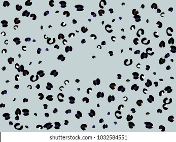 Colorful animal spots. Animal abstract print pattern. Gentle Grey background. Vector illustration for celebration, party, holiday, invitation and Your project. Chaotic Decor. Modern Creative Style.