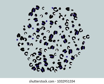 Colorful animal spots. Animal abstract print pattern. Gentle Grey background. Vector illustration for celebration, party, holiday, invitation and Your project. Chaotic Decor. Modern Creative Style.