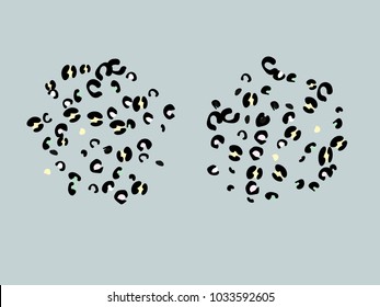 Colorful animal spots. Animal abstract print pattern. Gentle Grey background. Vector illustration for celebration, party, holiday, invitation and Your project. Chaotic Decor. Modern Creative Style.