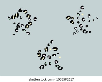 Colorful animal spots. Animal abstract print pattern. Gentle Grey background. Vector illustration for celebration, party, holiday, invitation and Your project. Chaotic Decor. Modern Creative Style.