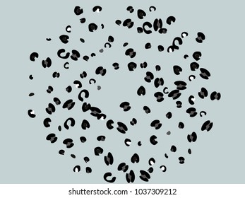 Colorful animal spots. Animal abstract print pattern. Gentle Grey background. Vector illustration for celebration, party, holiday, invitation and Your project. Chaotic Decor. Modern Creative Style.